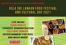 ASLA Sri Lankan Food Festival and Cultural Day 2021. -Sun 21st March